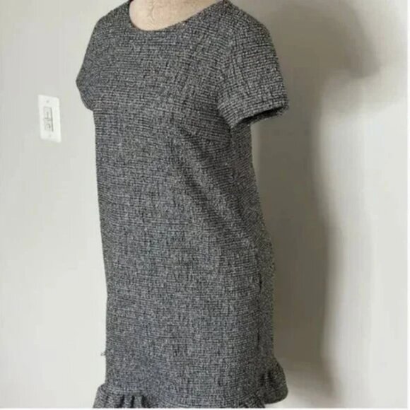 Loft Women's Tweed Boucle Ruffle Hem Midi Shift Dress Size Small Petite - Picture 5 of 9